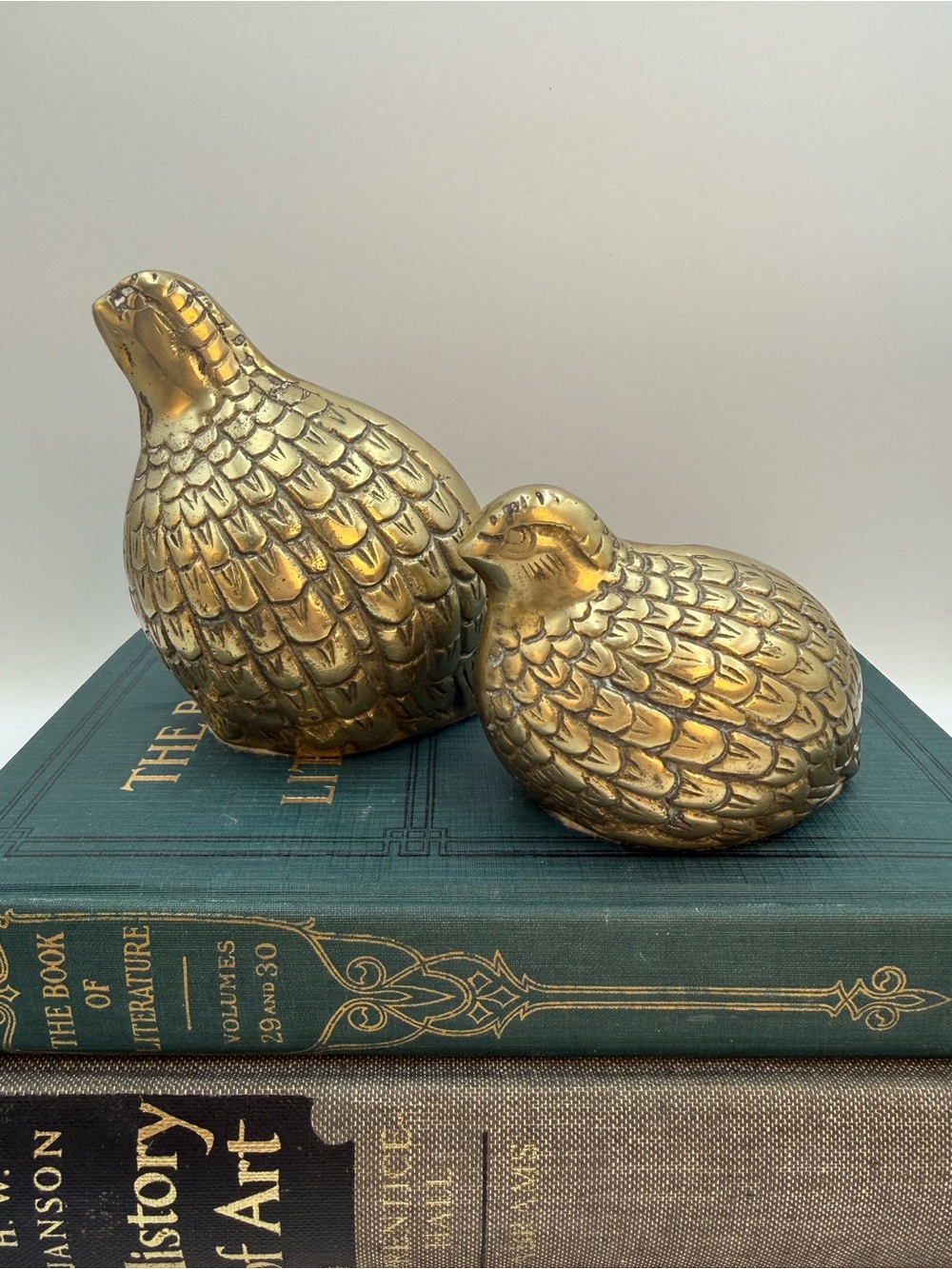 Vintage Brass Quail Pair, Set of 2 Brass Birds, Brass Quail Figurines